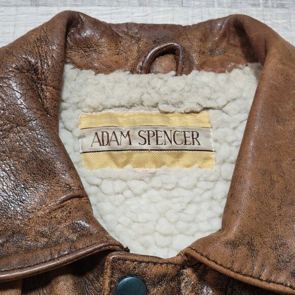 Adam Spencer Leather Tactical Full Zip Utility Vest Mens Small Sherpa Lined VTG - Picture 3 of 8